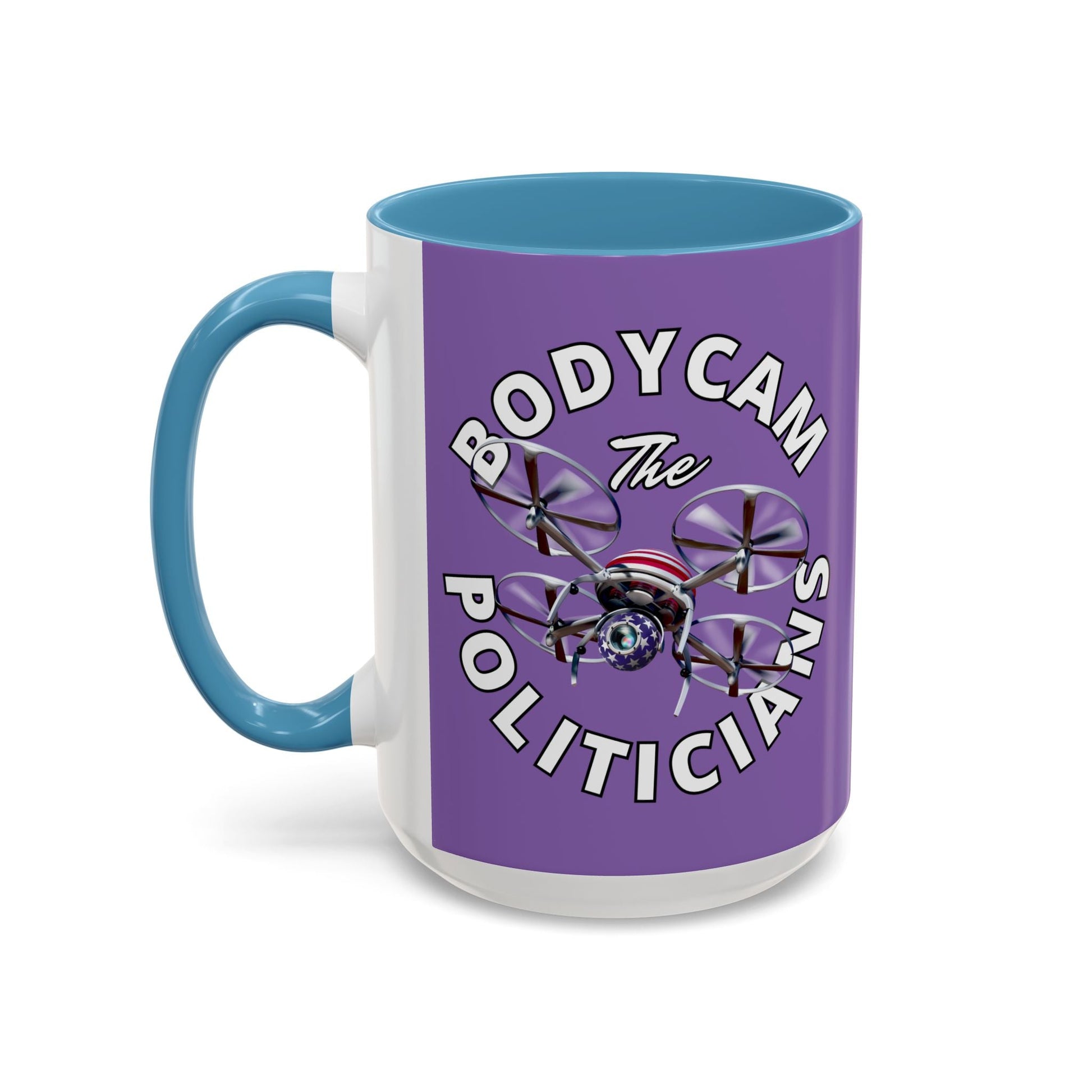 Bodycam the Politicians Drone Light Purple Accent Mug by cypherpunkgear.com – cypherpunkgear.com | Cypherpunk Merch