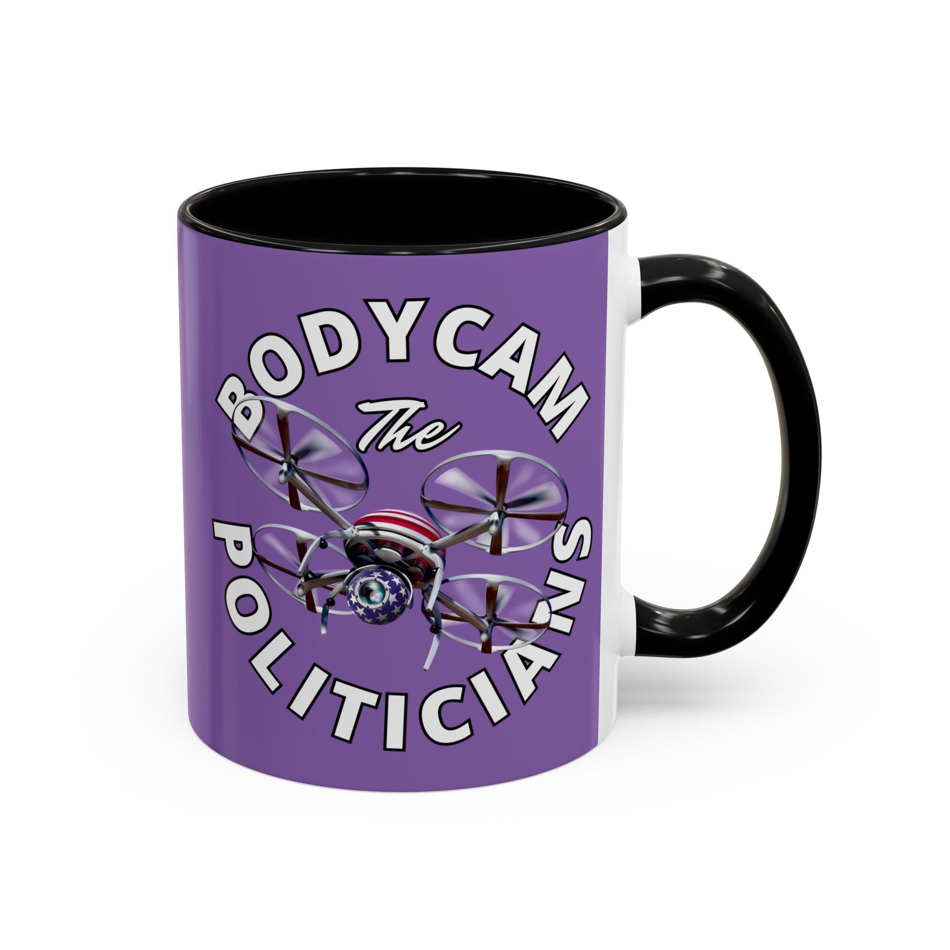 Bodycam the Politicians Drone Light Purple Accent Mug by cypherpunkgear.com – cypherpunkgear.com | Cypherpunk Merch