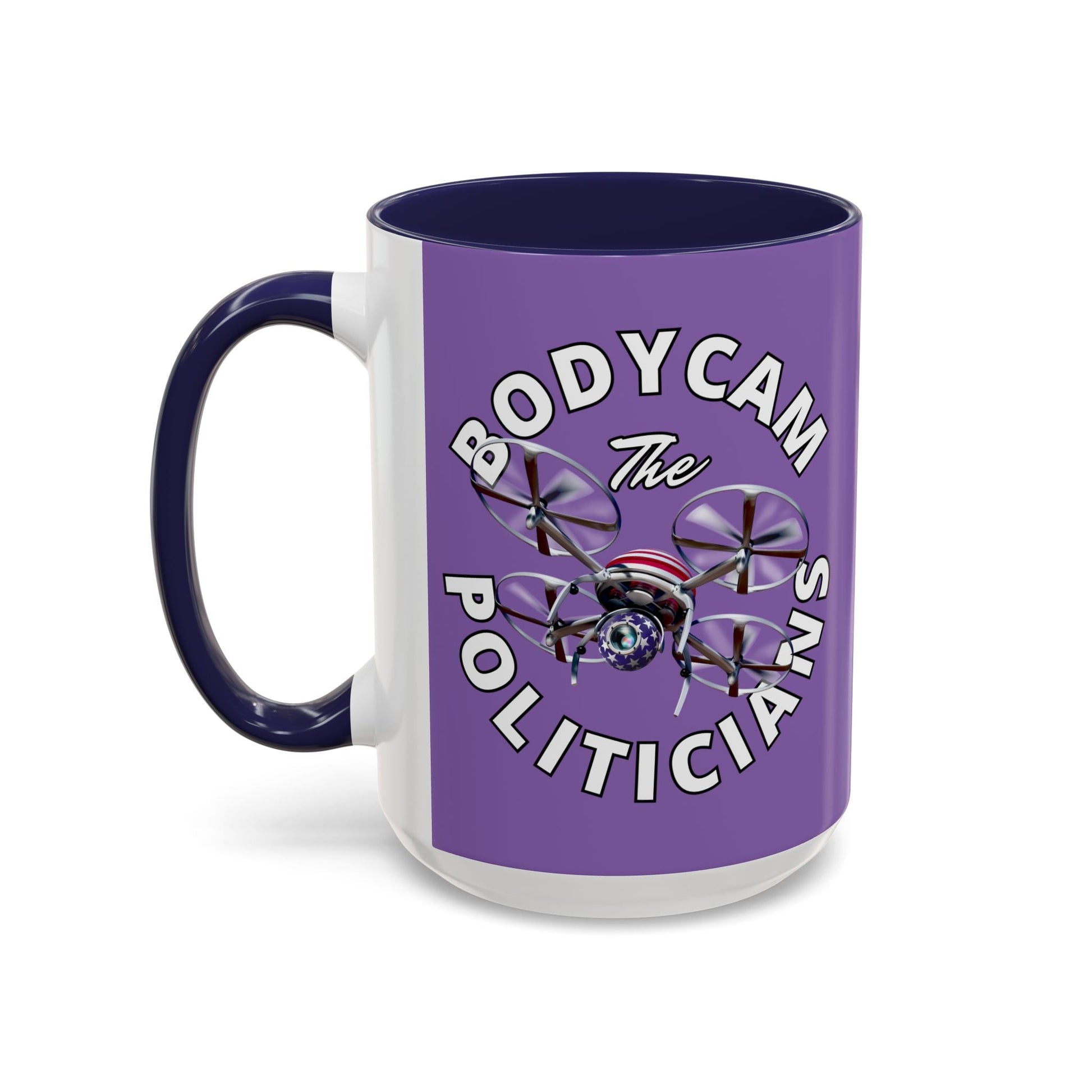 Bodycam the Politicians Drone Light Purple Accent Mug by cypherpunkgear.com – cypherpunkgear.com | Cypherpunk Merch