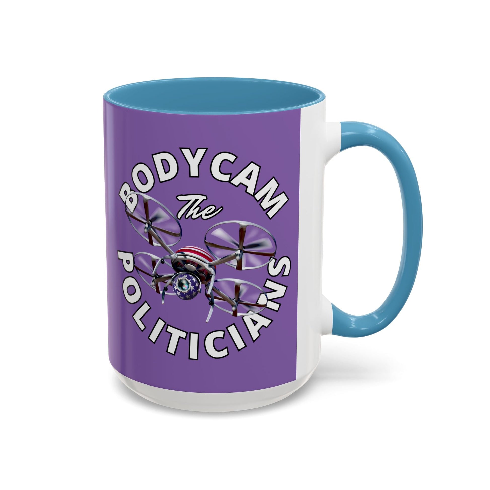 Bodycam the Politicians Drone Light Purple Accent Mug by cypherpunkgear.com – cypherpunkgear.com | Cypherpunk Merch