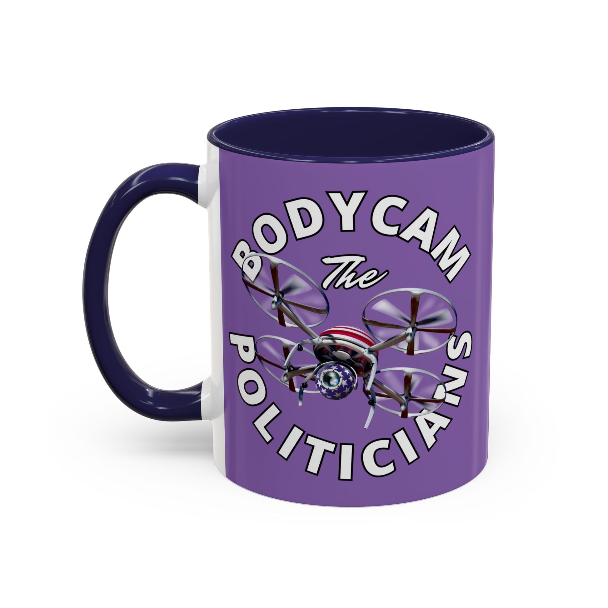Bodycam the Politicians Drone Light Purple Accent Mug by cypherpunkgear.com – cypherpunkgear.com | Cypherpunk Merch