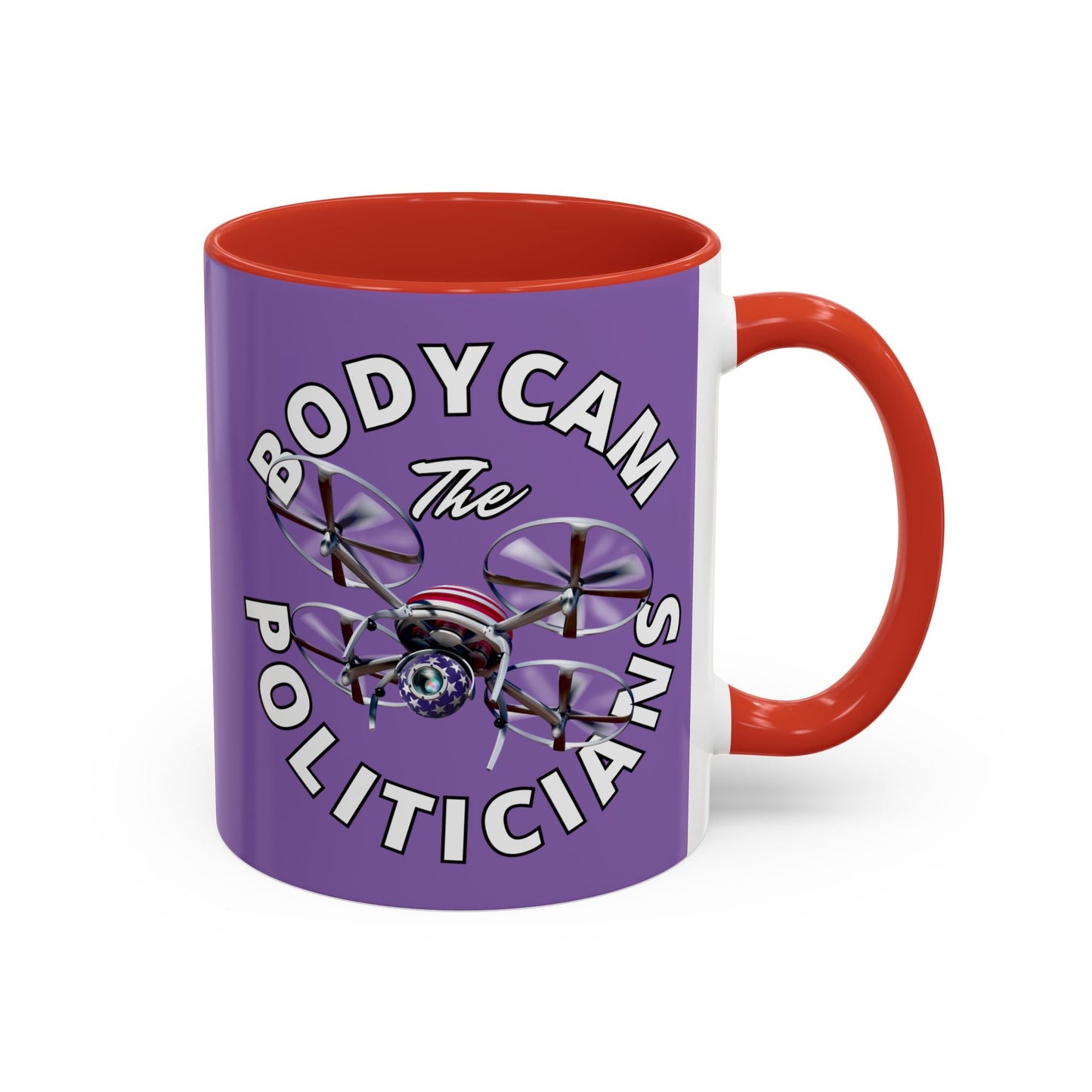 Bodycam the Politicians Drone Light Purple Accent Mug by cypherpunkgear.com – cypherpunkgear.com | Cypherpunk Merch