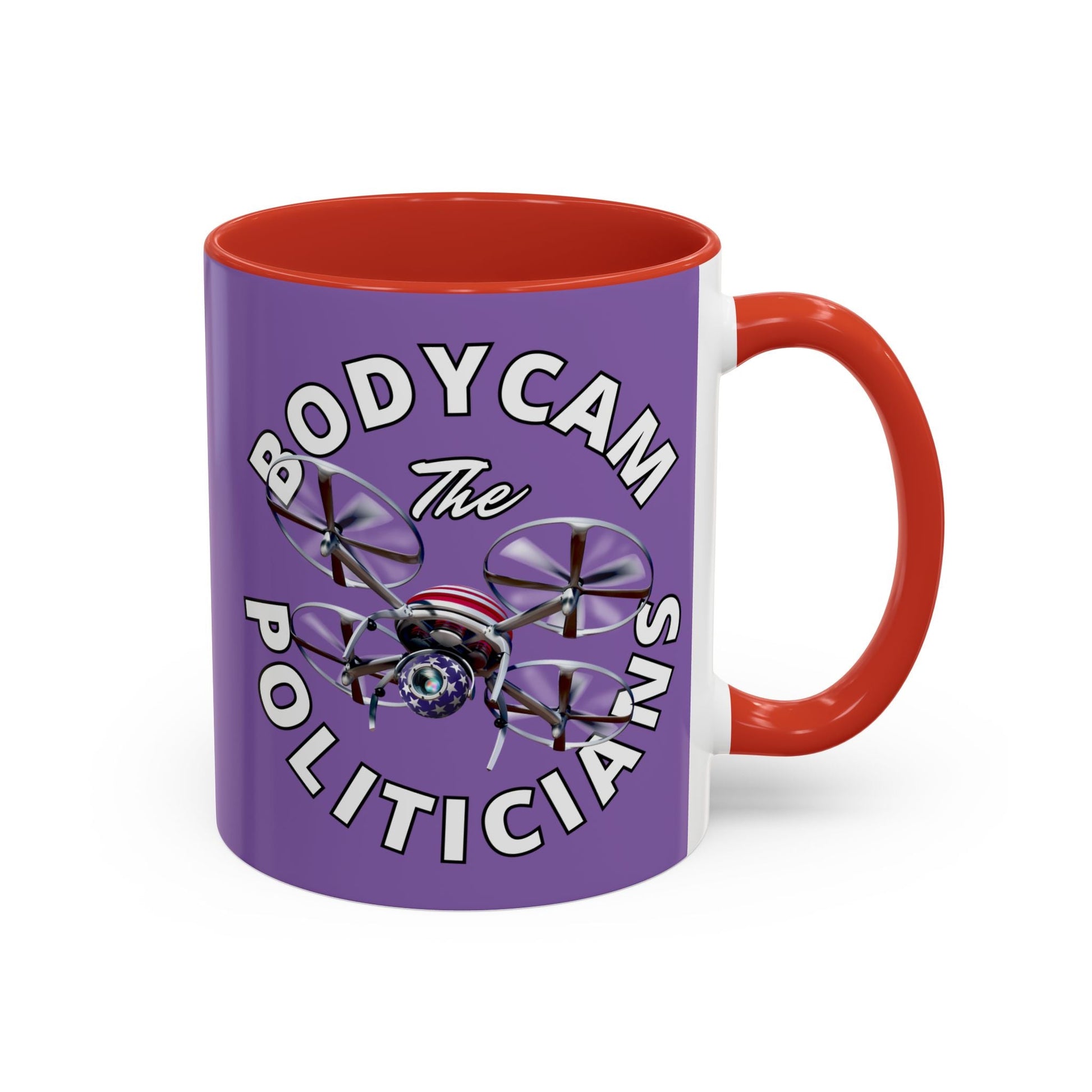 Bodycam the Politicians Drone Light Purple Accent Mug by cypherpunkgear.com – cypherpunkgear.com | Cypherpunk Merch