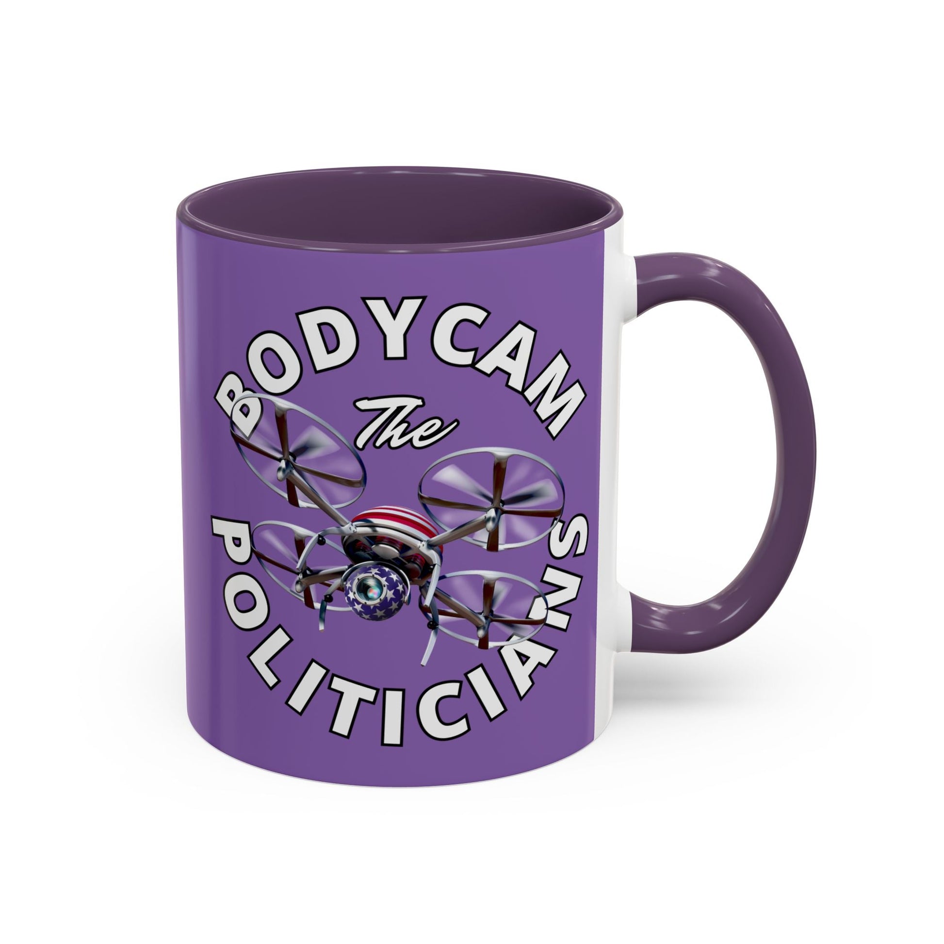 Bodycam the Politicians Drone Light Purple Accent Mug by cypherpunkgear.com – cypherpunkgear.com | Cypherpunk Merch