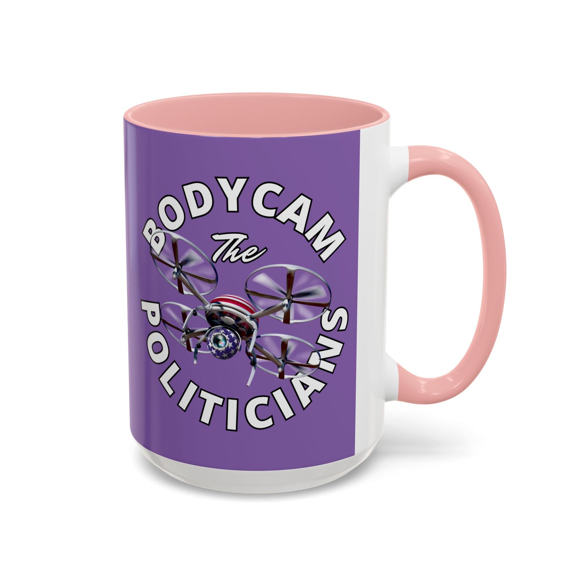 Bodycam the Politicians Drone Light Purple Accent Mug by cypherpunkgear.com – cypherpunkgear.com | Cypherpunk Merch