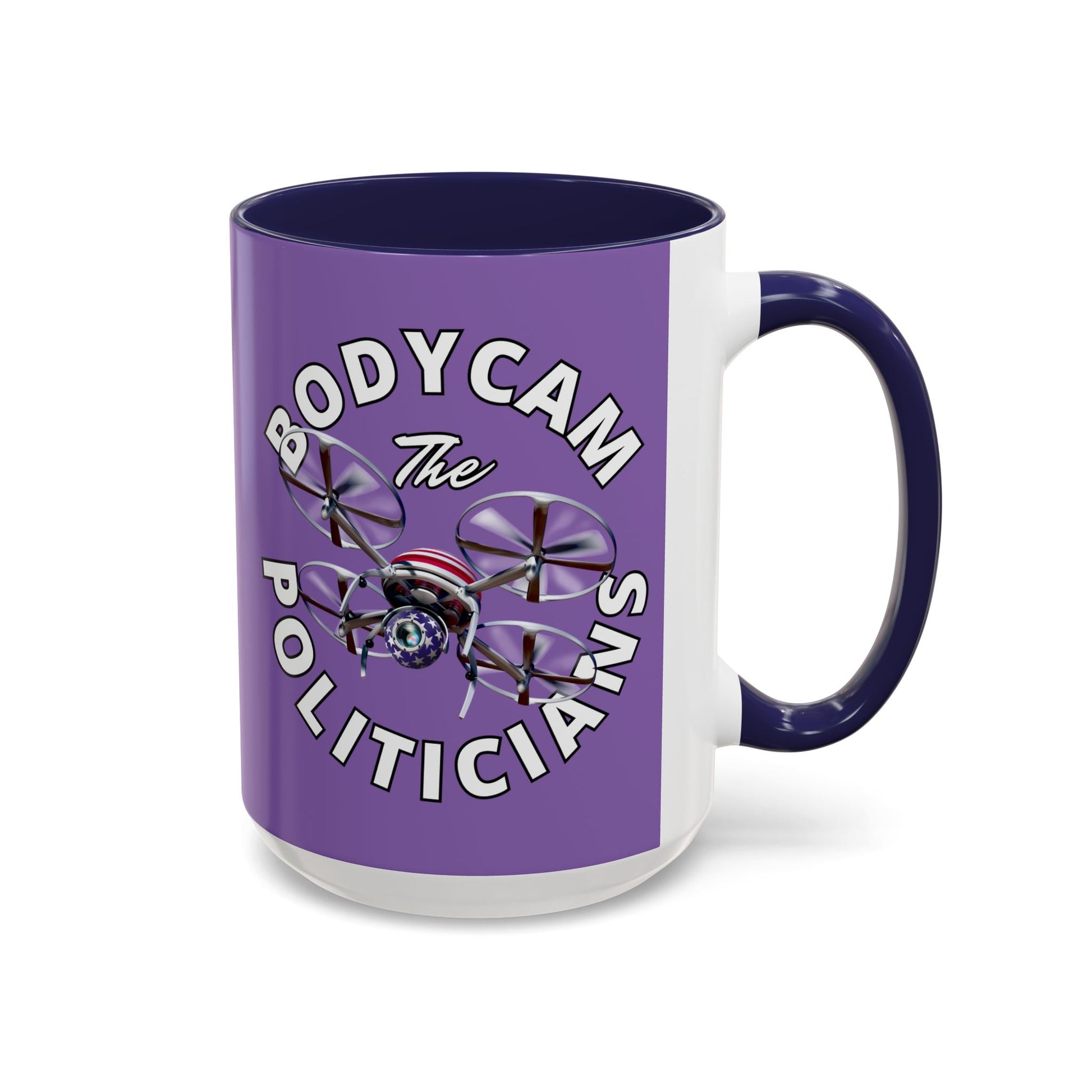 Bodycam the Politicians Drone Light Purple Accent Mug by cypherpunkgear.com – cypherpunkgear.com | Cypherpunk Merch
