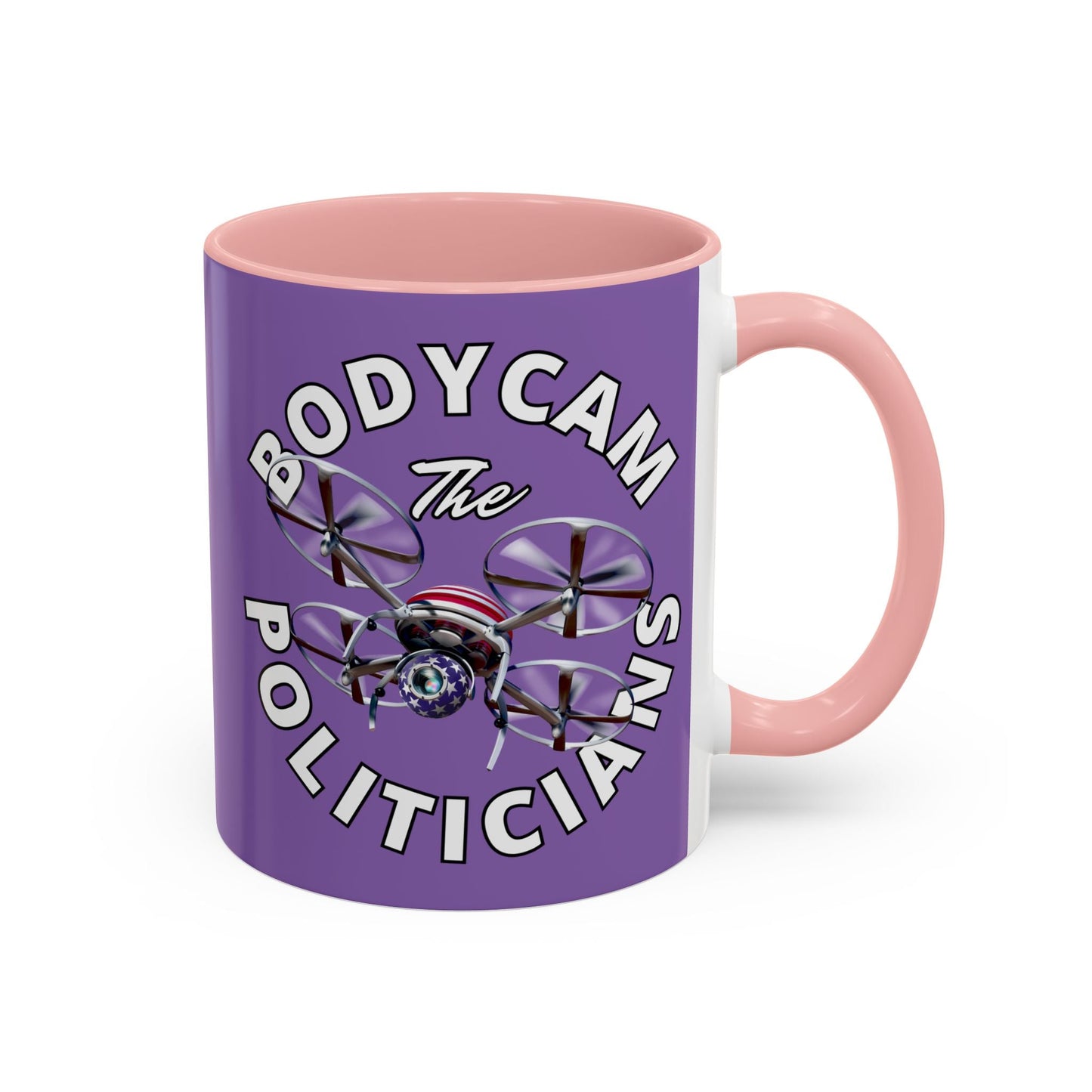 Bodycam the Politicians Drone Light Purple Accent Mug by cypherpunkgear.com – cypherpunkgear.com | Cypherpunk Merch