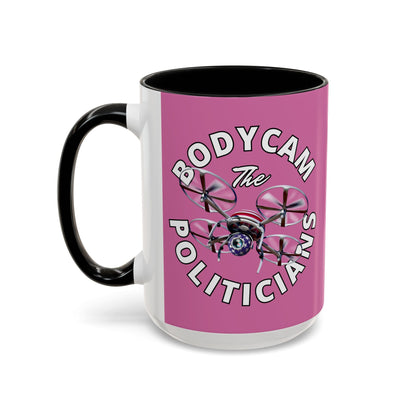 Bodycam the Politicians Drone Pink Accent Mug by cypherpunkgear.com – cypherpunkgear.com | Cypherpunk Merch