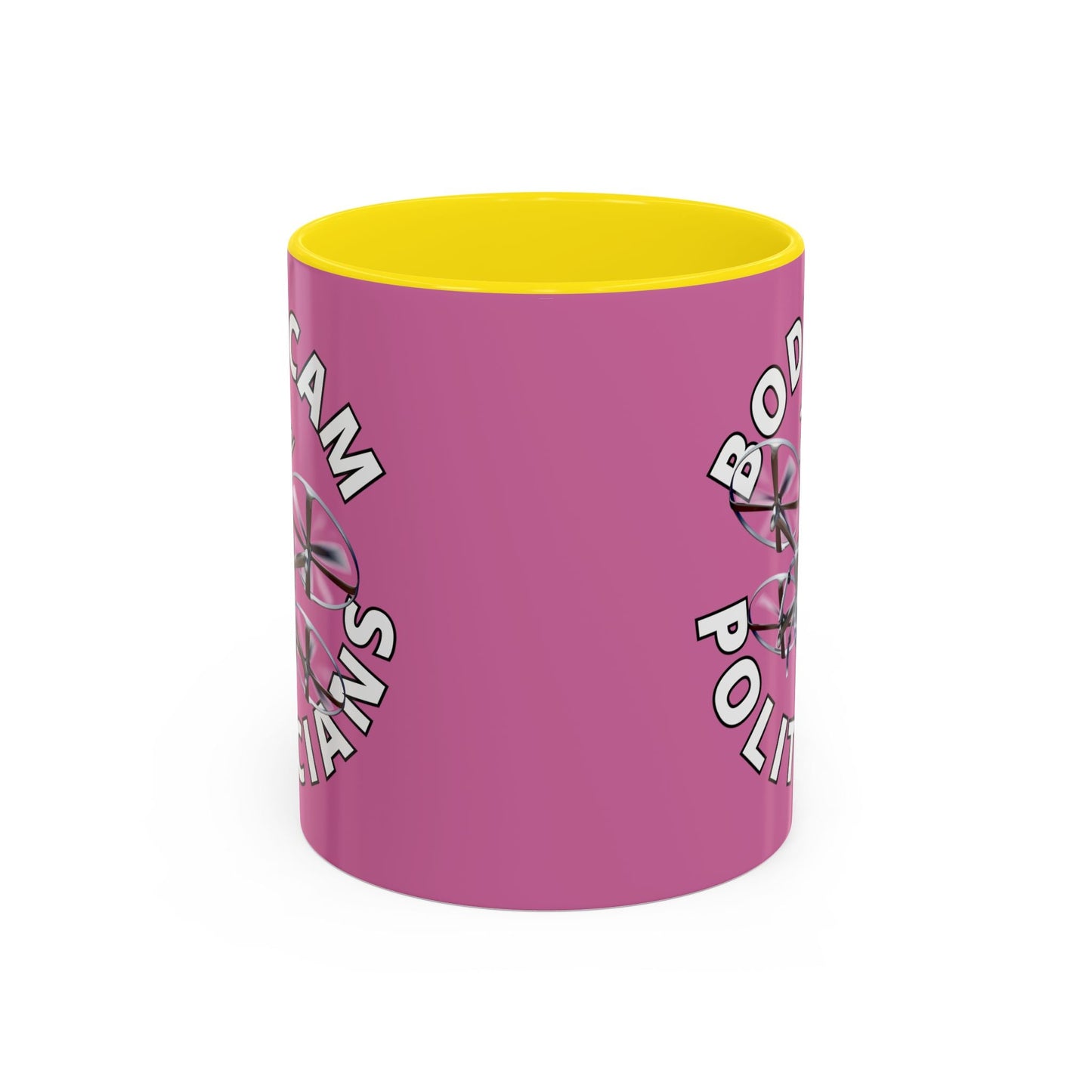 Bodycam the Politicians Drone Pink Accent Mug by cypherpunkgear.com – cypherpunkgear.com | Cypherpunk Merch