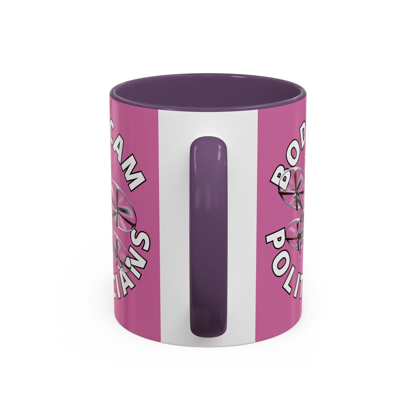 Bodycam the Politicians Drone Pink Accent Mug by cypherpunkgear.com – cypherpunkgear.com | Cypherpunk Merch