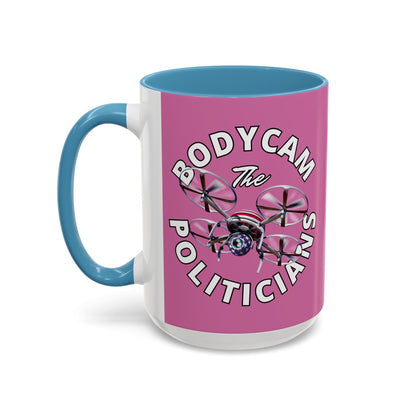 Bodycam the Politicians Drone Pink Accent Mug by cypherpunkgear.com – cypherpunkgear.com | Cypherpunk Merch