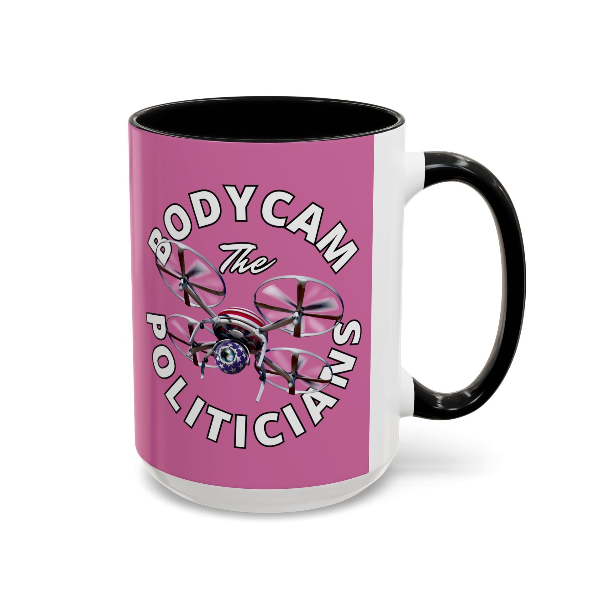 Bodycam the Politicians Drone Pink Accent Mug by cypherpunkgear.com – cypherpunkgear.com | Cypherpunk Merch
