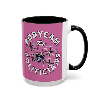 Bodycam the Politicians Drone Pink Accent Mug by cypherpunkgear.com – cypherpunkgear.com | Cypherpunk Merch