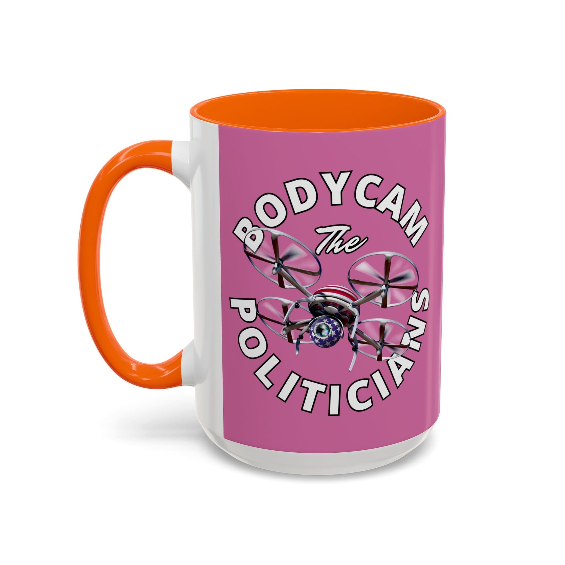Bodycam the Politicians Drone Pink Accent Mug by cypherpunkgear.com – cypherpunkgear.com | Cypherpunk Merch