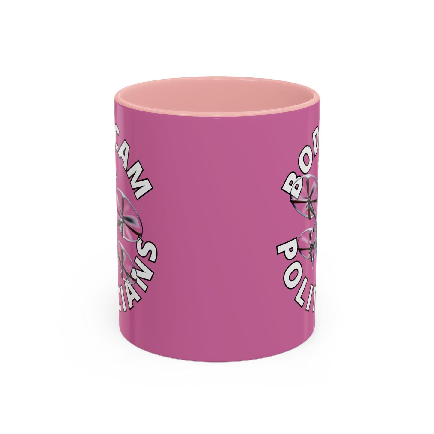 Bodycam the Politicians Drone Pink Accent Mug by cypherpunkgear.com – cypherpunkgear.com | Cypherpunk Merch
