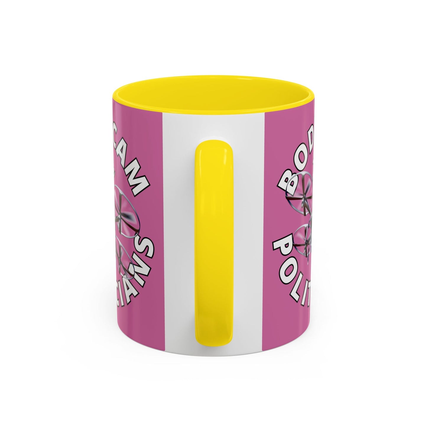 Bodycam the Politicians Drone Pink Accent Mug by cypherpunkgear.com – cypherpunkgear.com | Cypherpunk Merch
