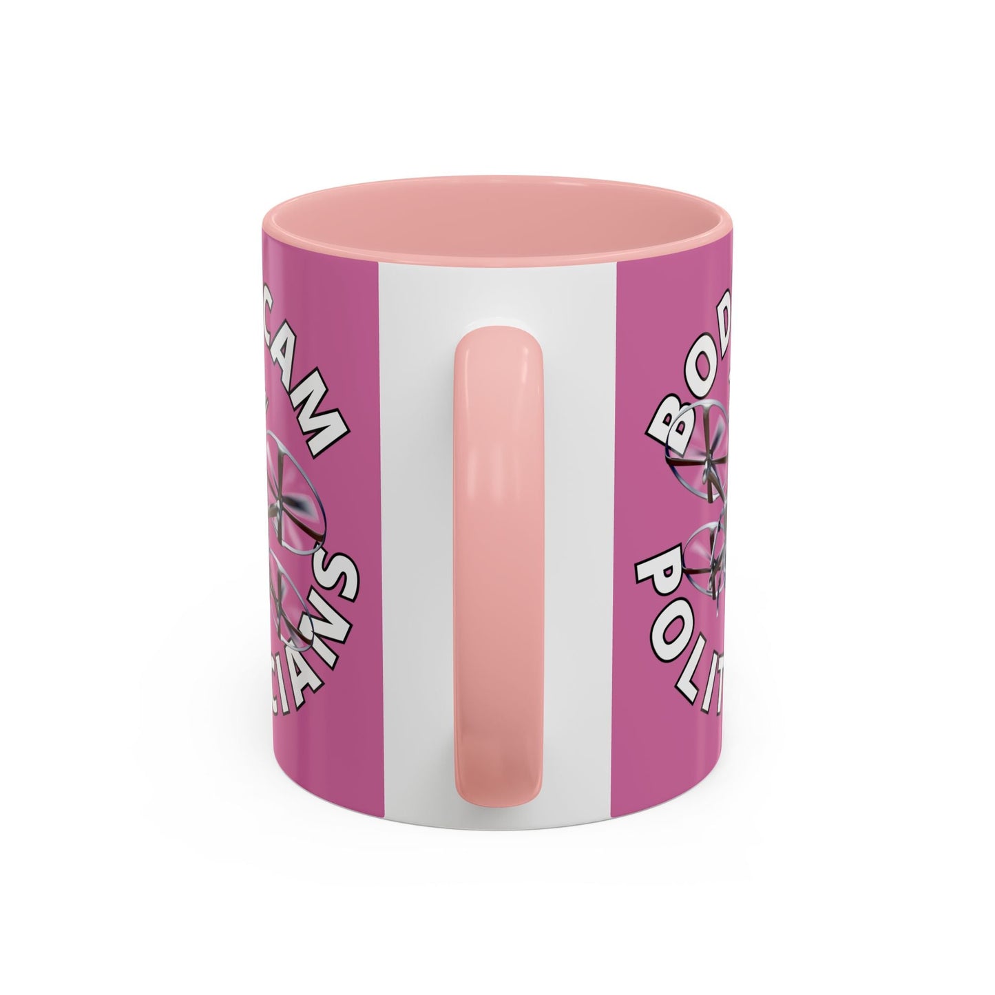 Bodycam the Politicians Drone Pink Accent Mug by cypherpunkgear.com – cypherpunkgear.com | Cypherpunk Merch
