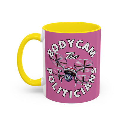 Bodycam the Politicians Drone Pink Accent Mug by cypherpunkgear.com – cypherpunkgear.com | Cypherpunk Merch