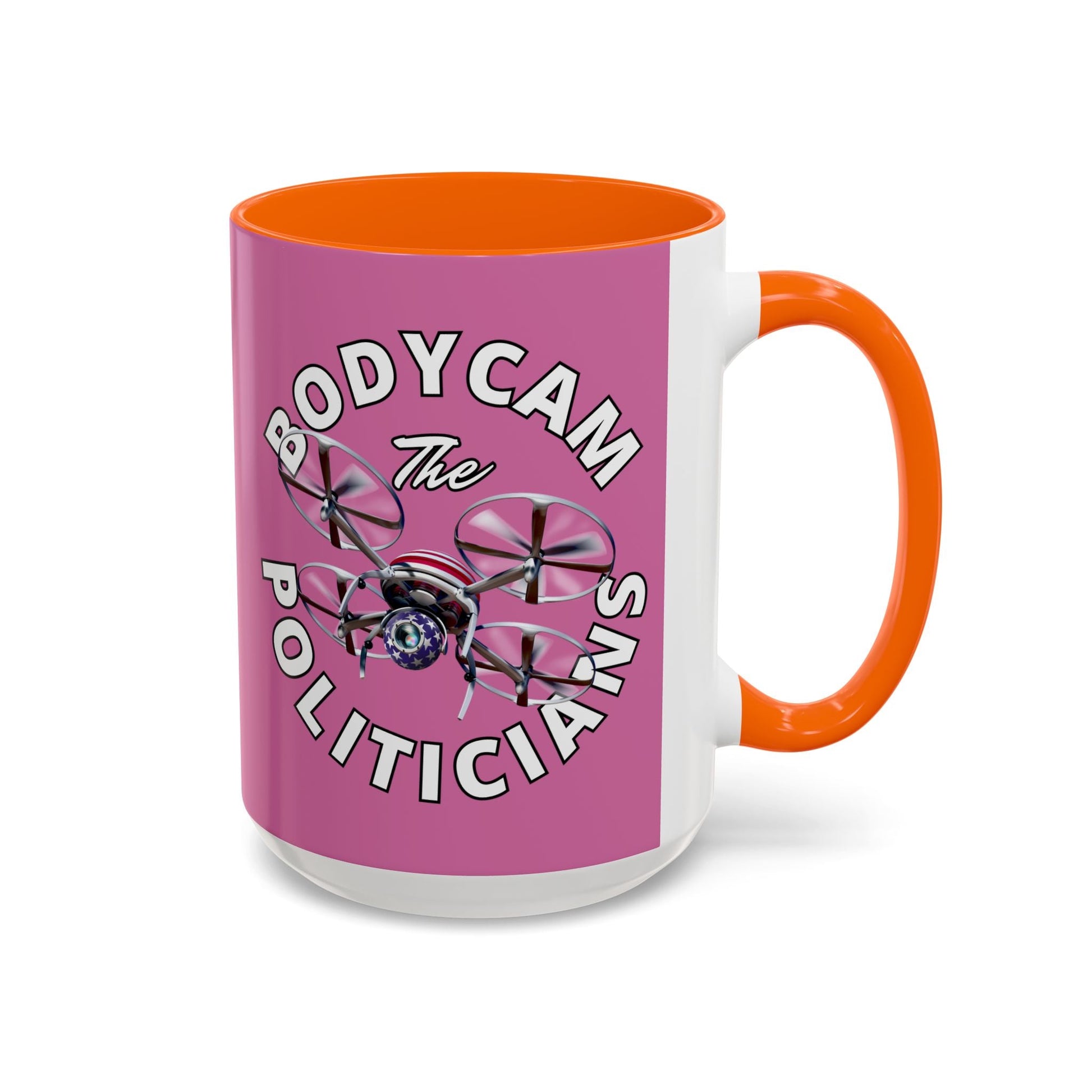 Bodycam the Politicians Drone Pink Accent Mug by cypherpunkgear.com – cypherpunkgear.com | Cypherpunk Merch