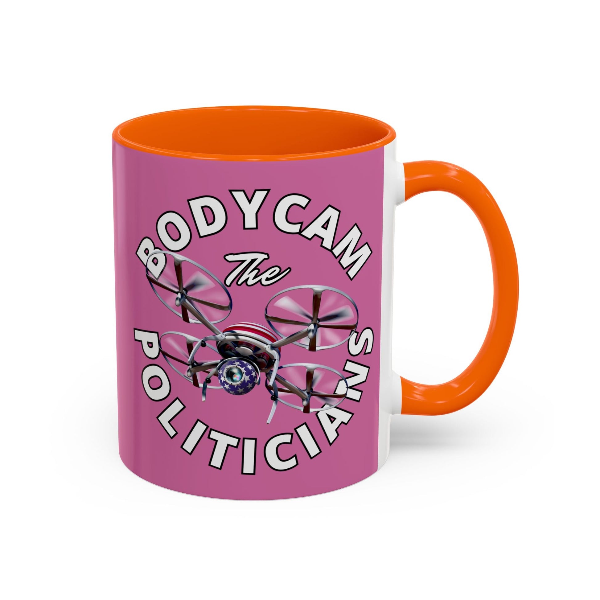 Bodycam the Politicians Drone Pink Accent Mug by cypherpunkgear.com – cypherpunkgear.com | Cypherpunk Merch