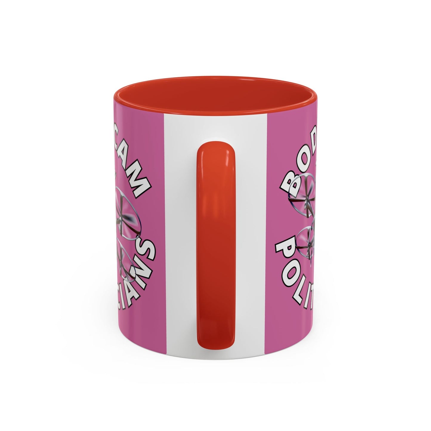 Bodycam the Politicians Drone Pink Accent Mug by cypherpunkgear.com – cypherpunkgear.com | Cypherpunk Merch