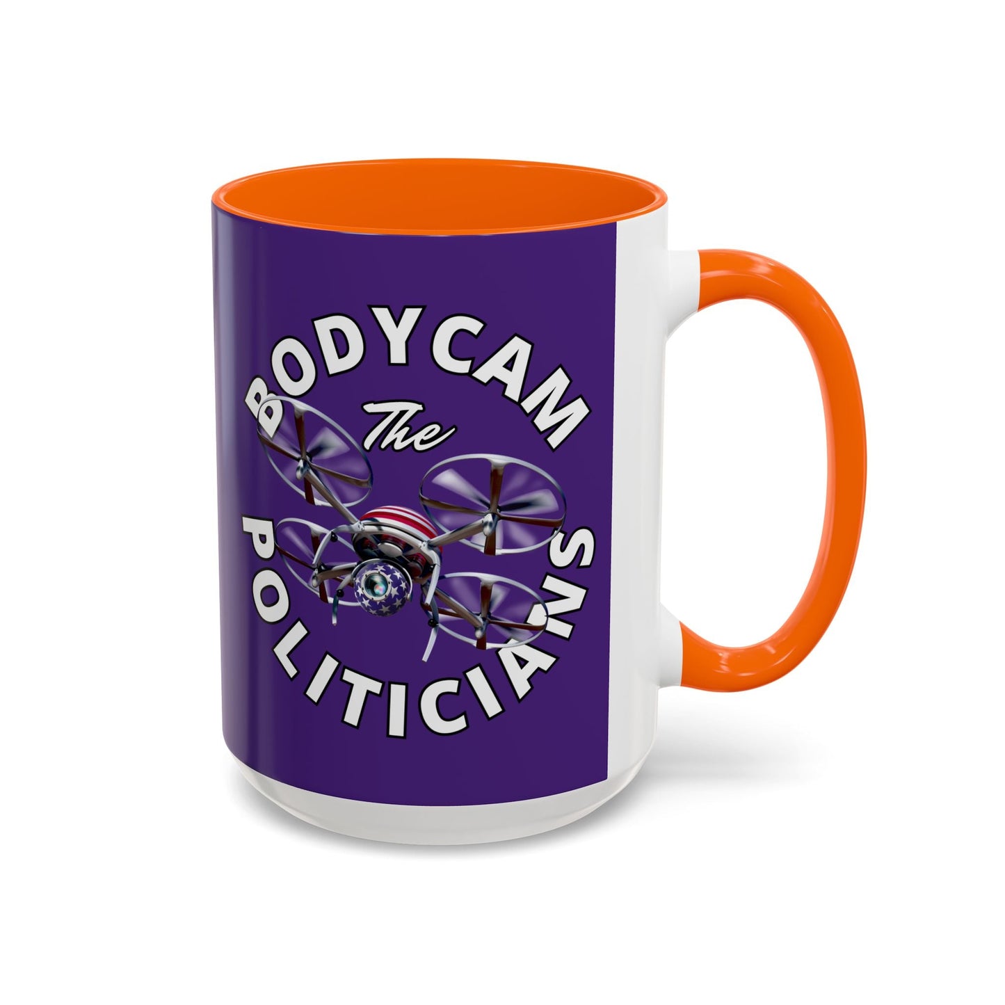 Bodycam the Politicians Drone Purple Accent Mug by cypherpunkgear.com – cypherpunkgear.com | Cypherpunk Merch