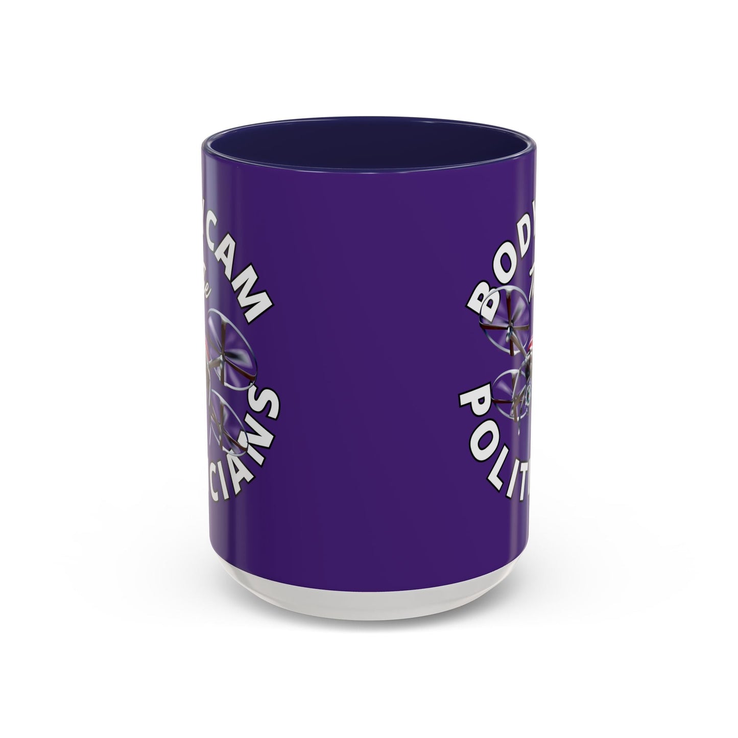 Bodycam the Politicians Drone Purple Accent Mug by cypherpunkgear.com – cypherpunkgear.com | Cypherpunk Merch