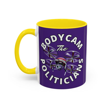 Bodycam the Politicians Drone Purple Accent Mug by cypherpunkgear.com – cypherpunkgear.com | Cypherpunk Merch