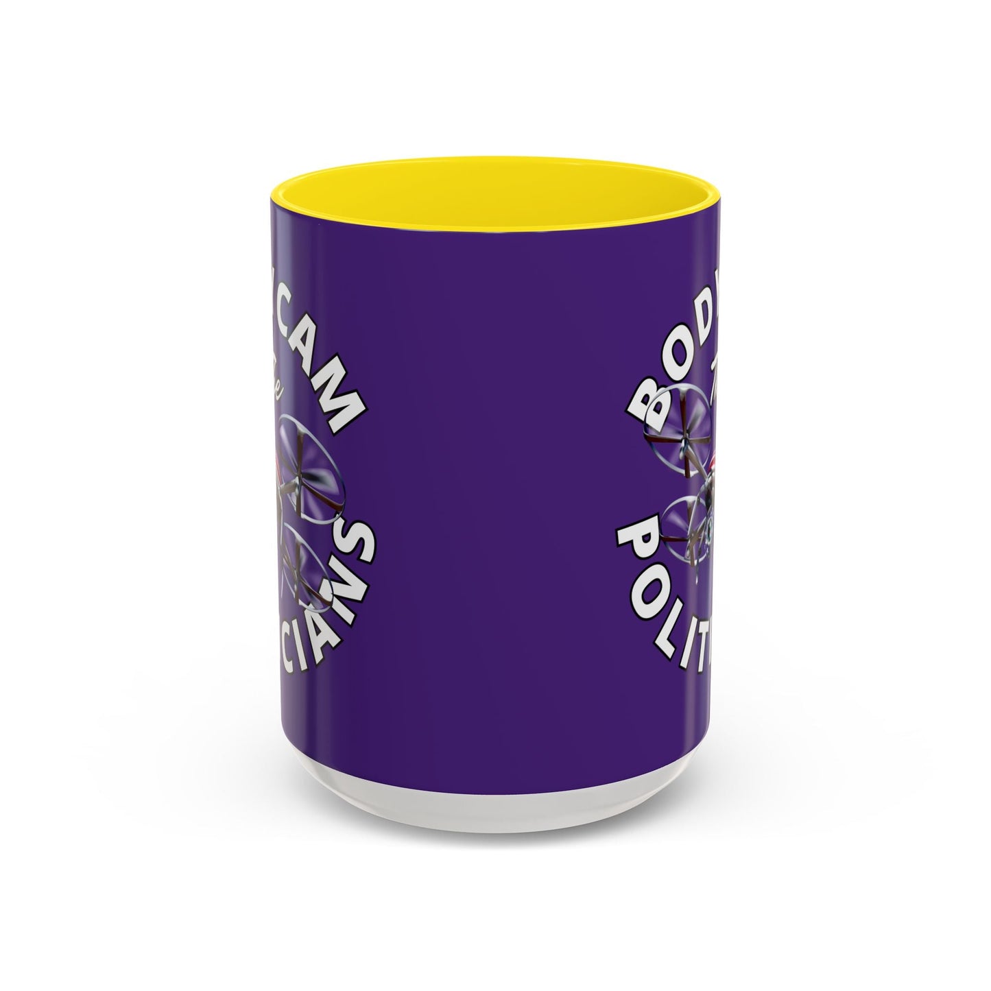 Bodycam the Politicians Drone Purple Accent Mug by cypherpunkgear.com – cypherpunkgear.com | Cypherpunk Merch