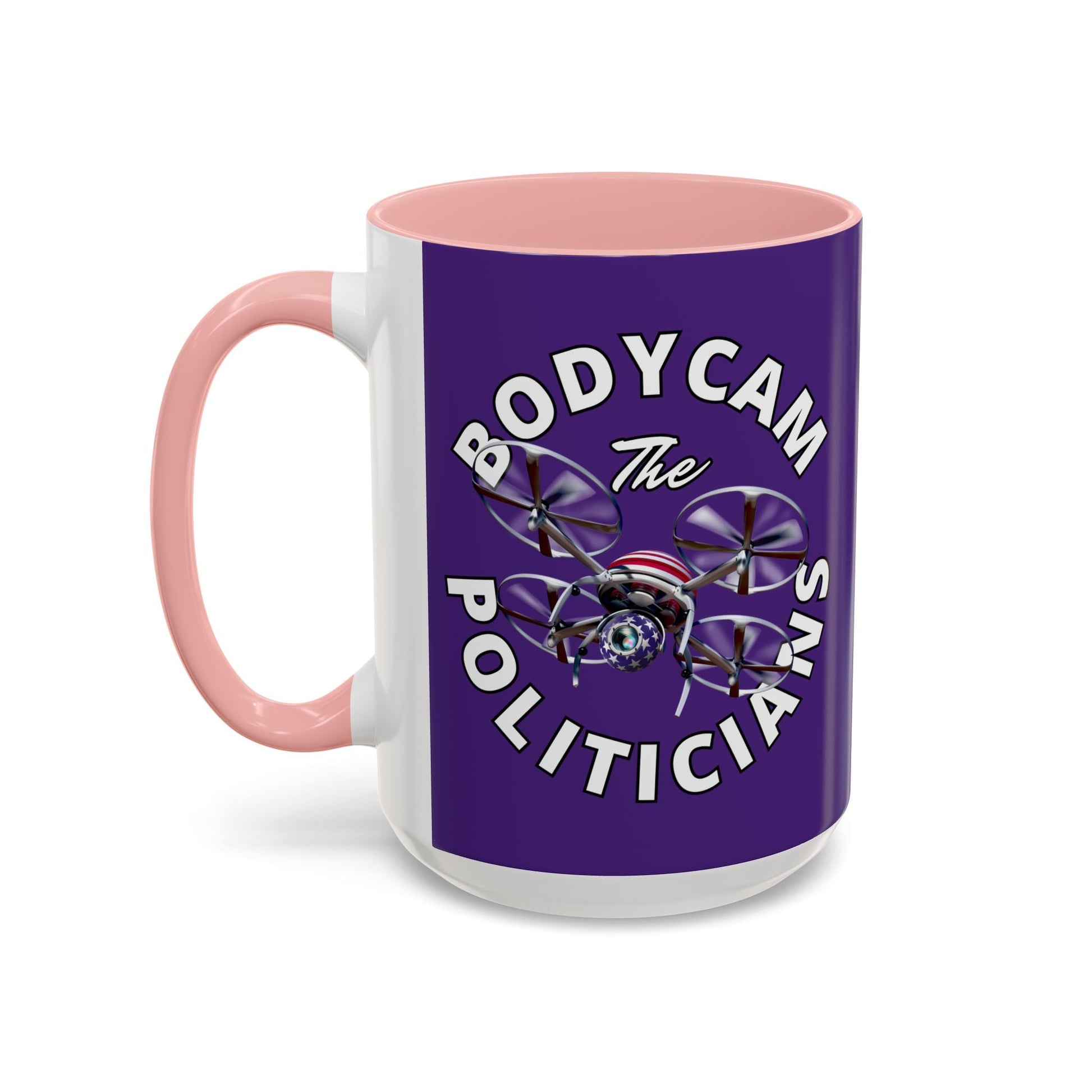 Bodycam the Politicians Drone Purple Accent Mug by cypherpunkgear.com – cypherpunkgear.com | Cypherpunk Merch