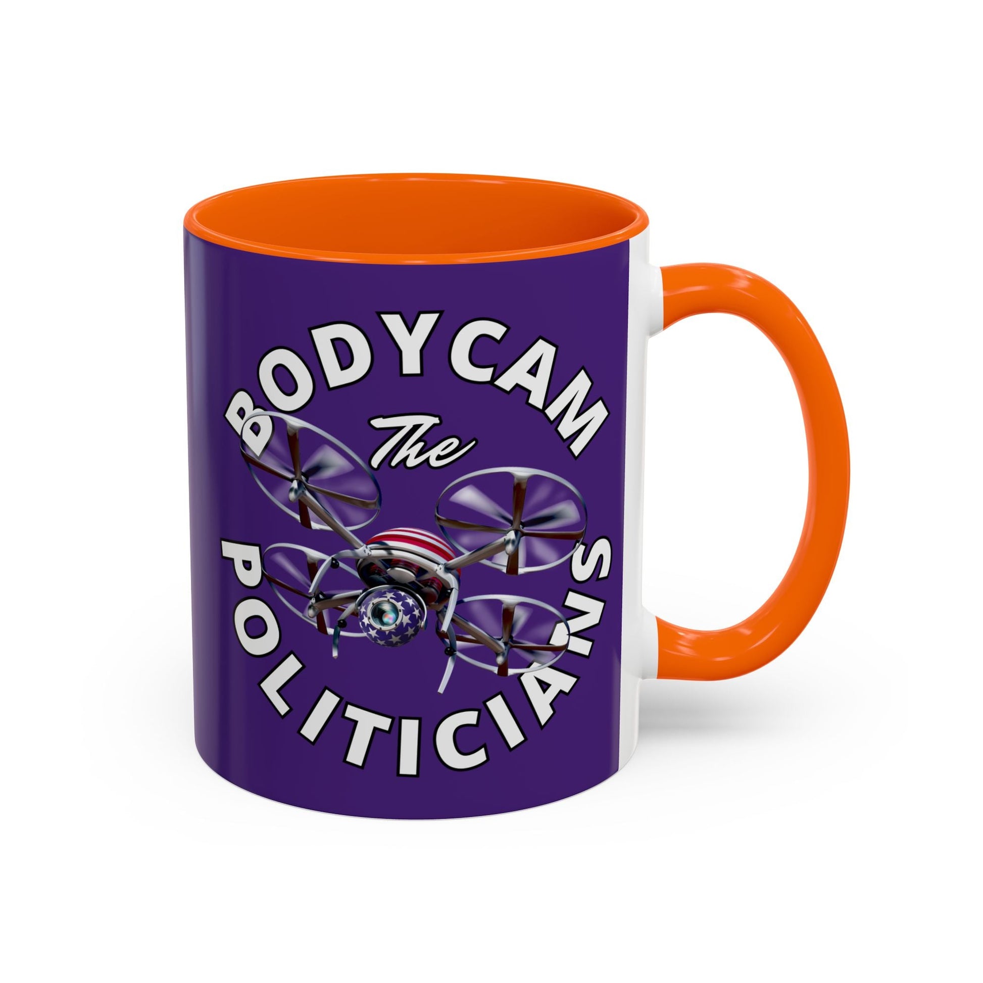Bodycam the Politicians Drone Purple Accent Mug by cypherpunkgear.com – cypherpunkgear.com | Cypherpunk Merch