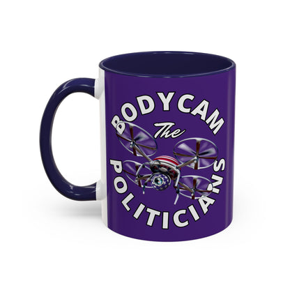Bodycam the Politicians Drone Purple Accent Mug by cypherpunkgear.com – cypherpunkgear.com | Cypherpunk Merch