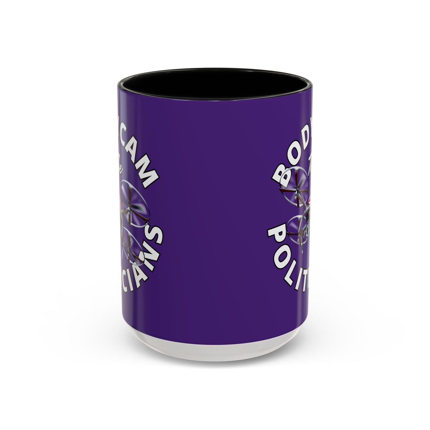 Bodycam the Politicians Drone Purple Accent Mug by cypherpunkgear.com – cypherpunkgear.com | Cypherpunk Merch