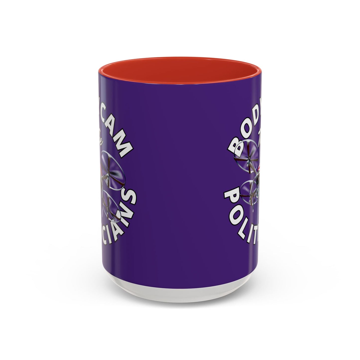 Bodycam the Politicians Drone Purple Accent Mug by cypherpunkgear.com – cypherpunkgear.com | Cypherpunk Merch