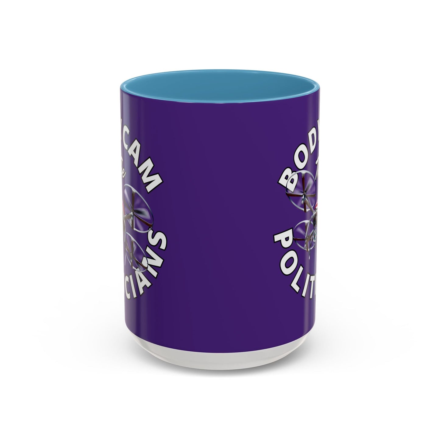 Bodycam the Politicians Drone Purple Accent Mug by cypherpunkgear.com – cypherpunkgear.com | Cypherpunk Merch