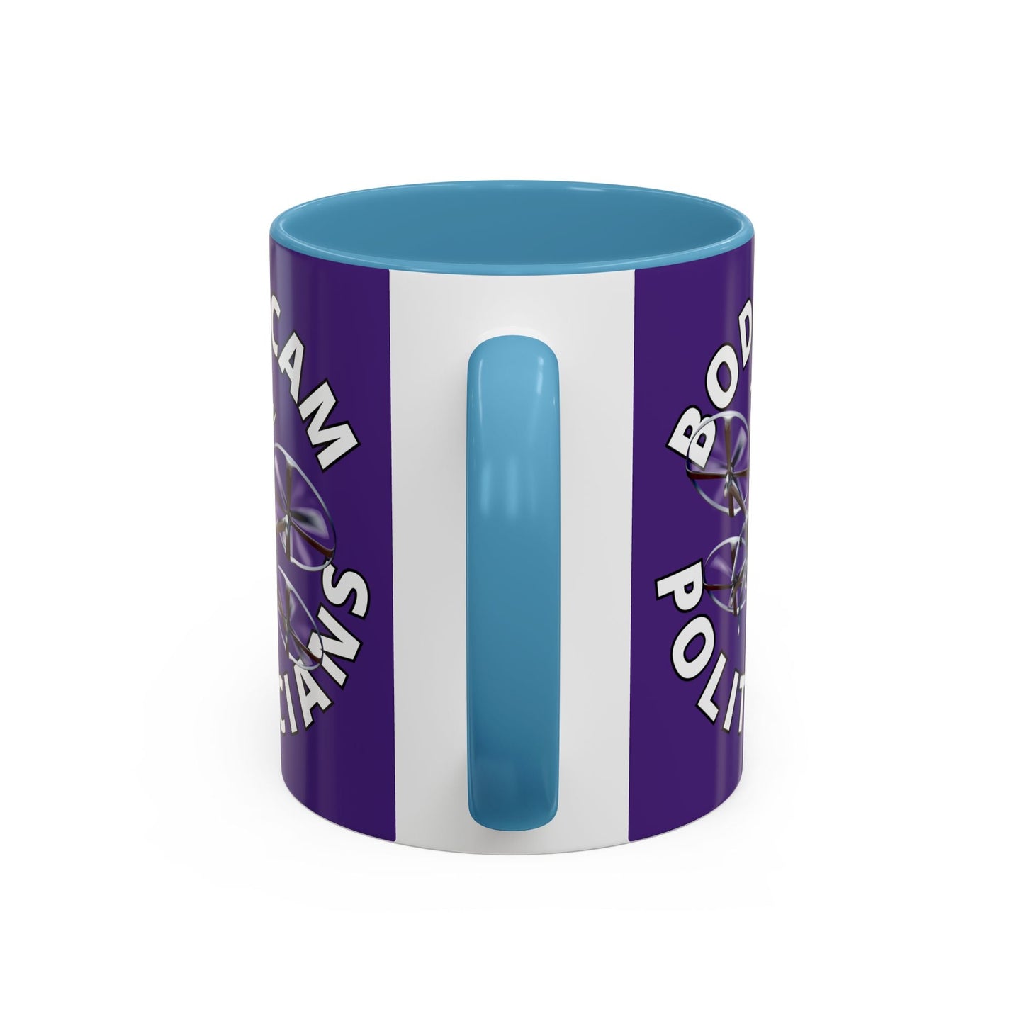 Bodycam the Politicians Drone Purple Accent Mug by cypherpunkgear.com – cypherpunkgear.com | Cypherpunk Merch