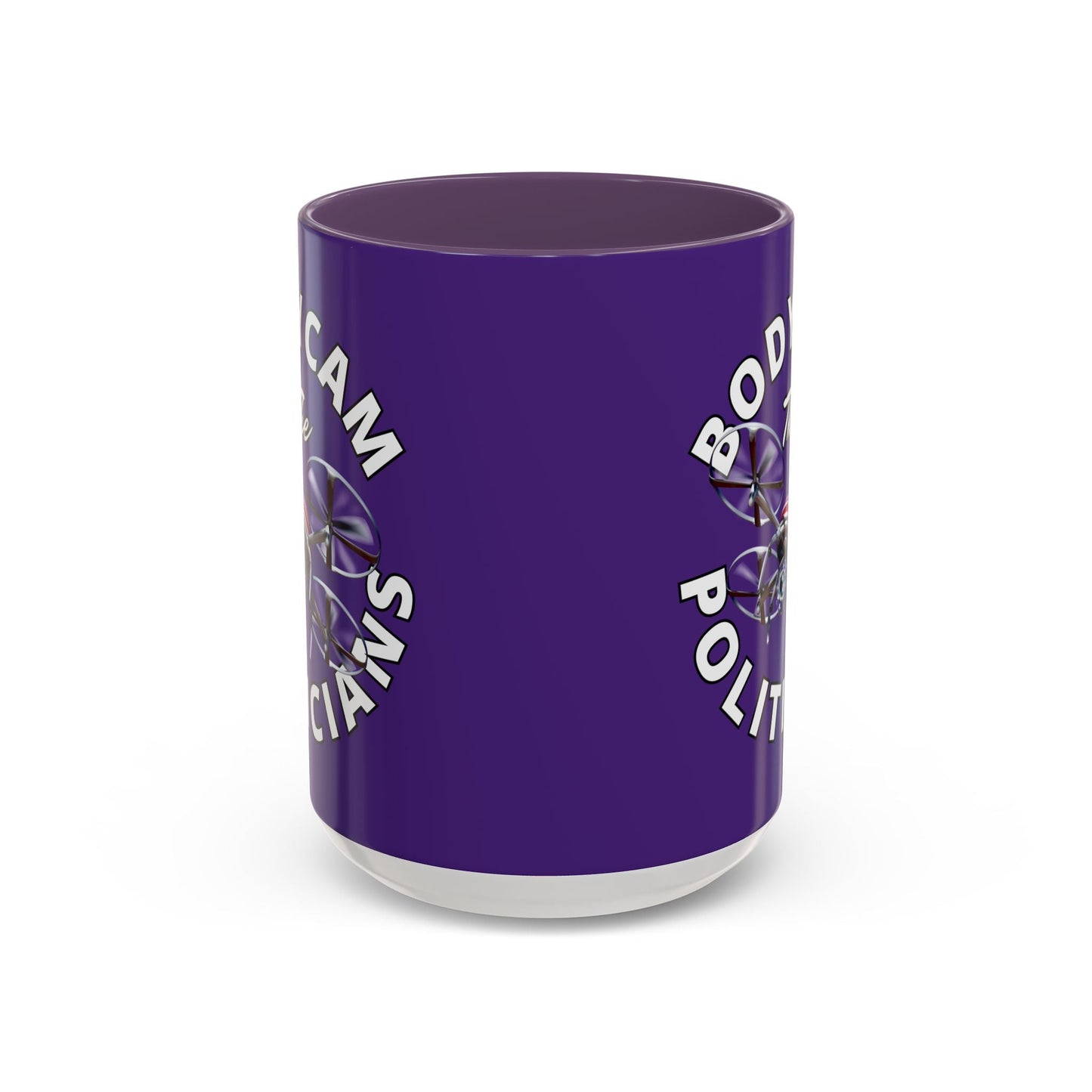 Bodycam the Politicians Drone Purple Accent Mug by cypherpunkgear.com – cypherpunkgear.com | Cypherpunk Merch