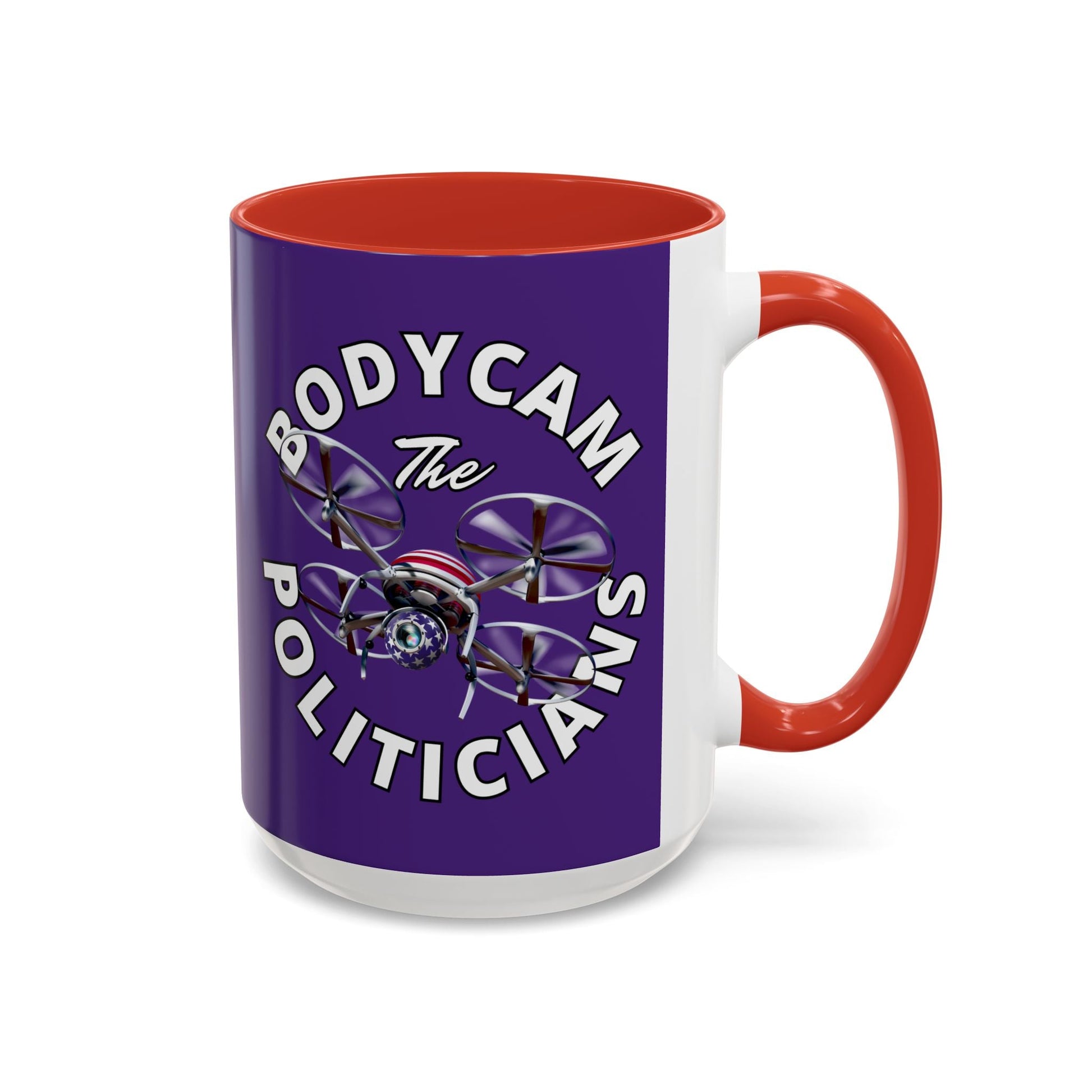 Bodycam the Politicians Drone Purple Accent Mug by cypherpunkgear.com – cypherpunkgear.com | Cypherpunk Merch