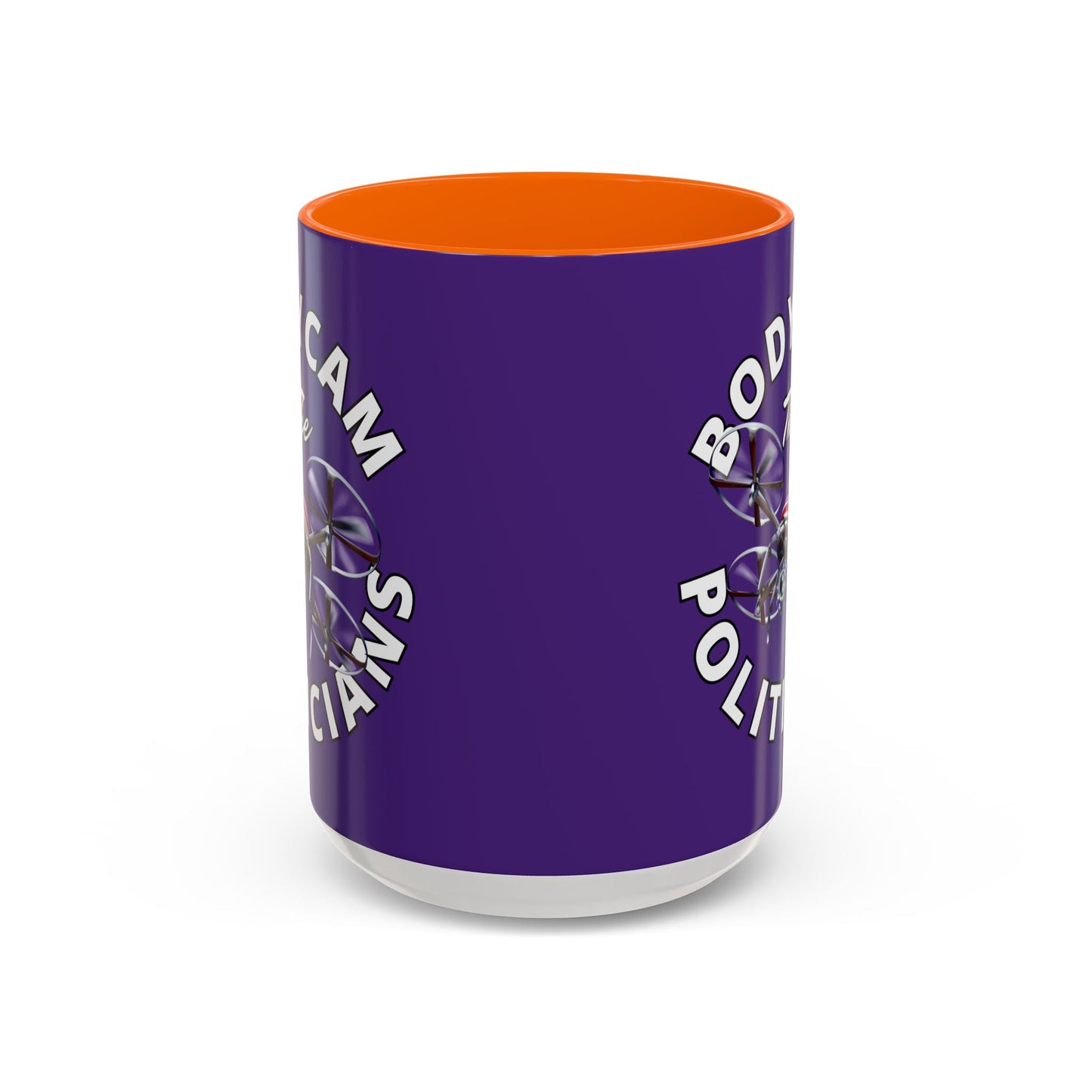Bodycam the Politicians Drone Purple Accent Mug by cypherpunkgear.com – cypherpunkgear.com | Cypherpunk Merch