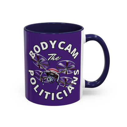 Bodycam the Politicians Drone Purple Accent Mug by cypherpunkgear.com – cypherpunkgear.com | Cypherpunk Merch