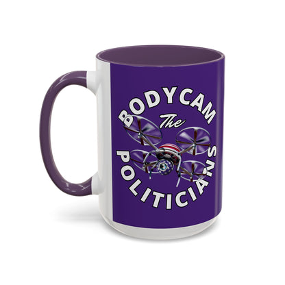 Bodycam the Politicians Drone Purple Accent Mug by cypherpunkgear.com – cypherpunkgear.com | Cypherpunk Merch