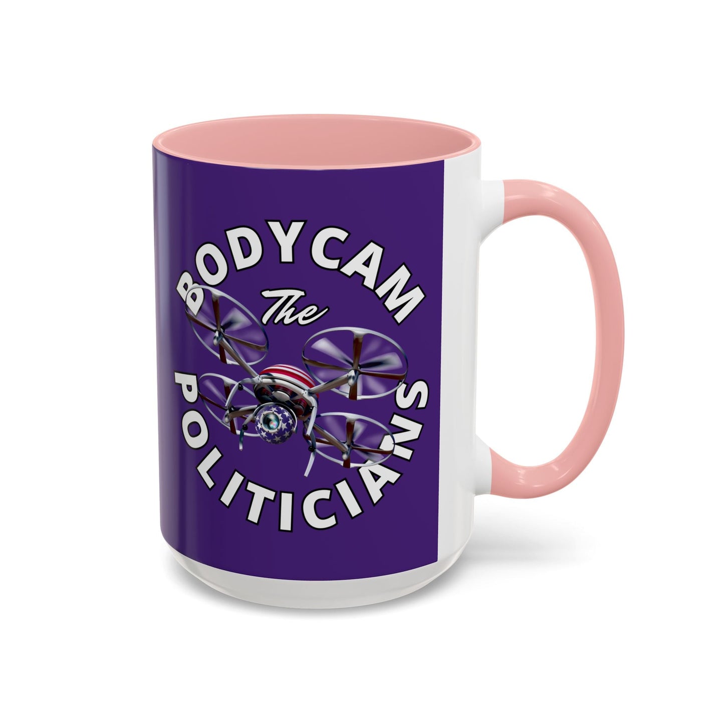 Bodycam the Politicians Drone Purple Accent Mug by cypherpunkgear.com – cypherpunkgear.com | Cypherpunk Merch