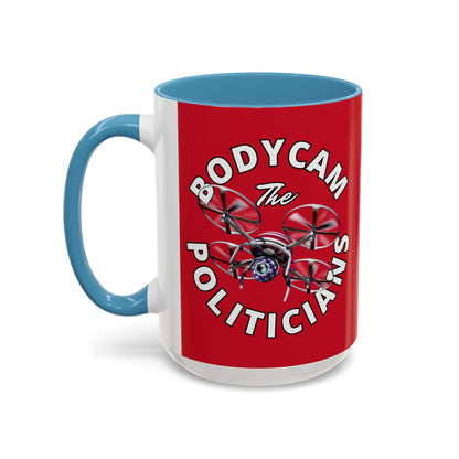 Bodycam the Politicians Drone Red Accent Mug by cypherpunkgear.com – cypherpunkgear.com | Cypherpunk Merch