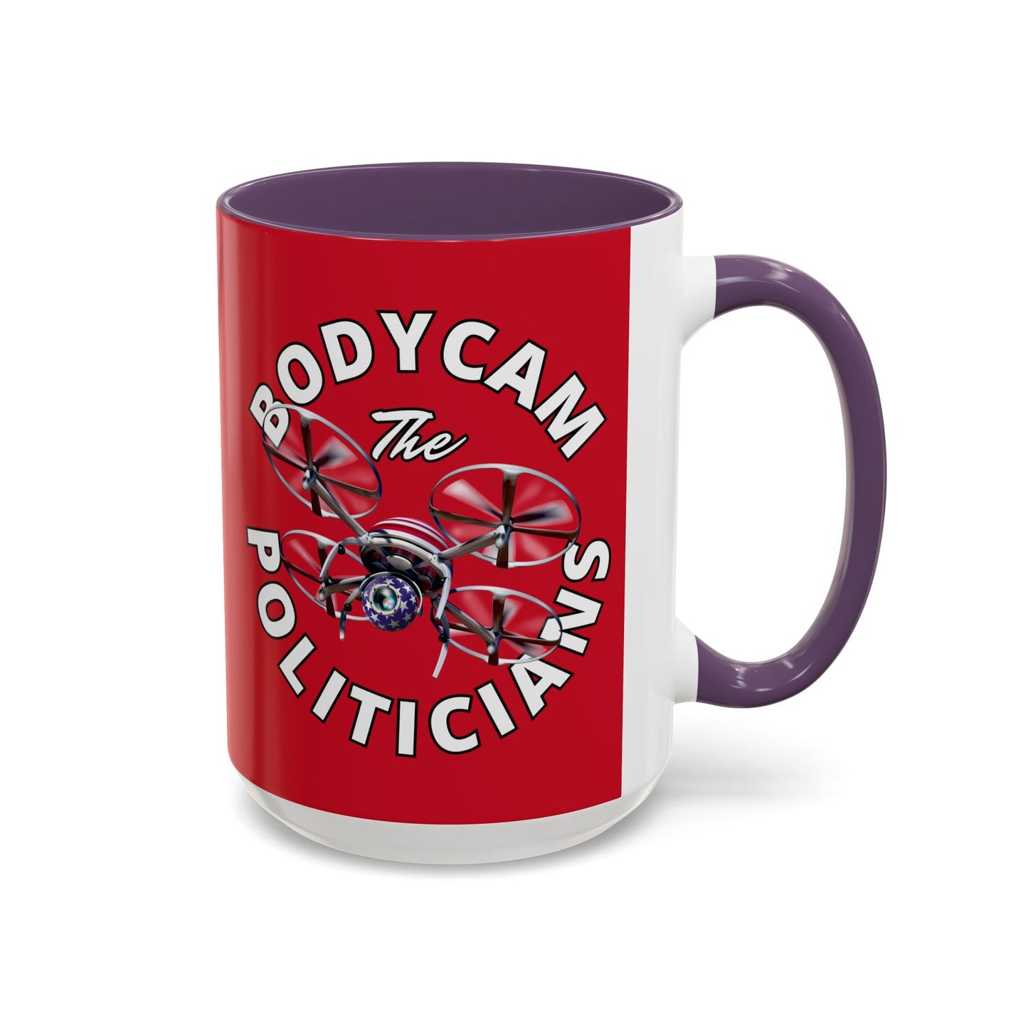 Bodycam the Politicians Drone Red Accent Mug by cypherpunkgear.com – cypherpunkgear.com | Cypherpunk Merch
