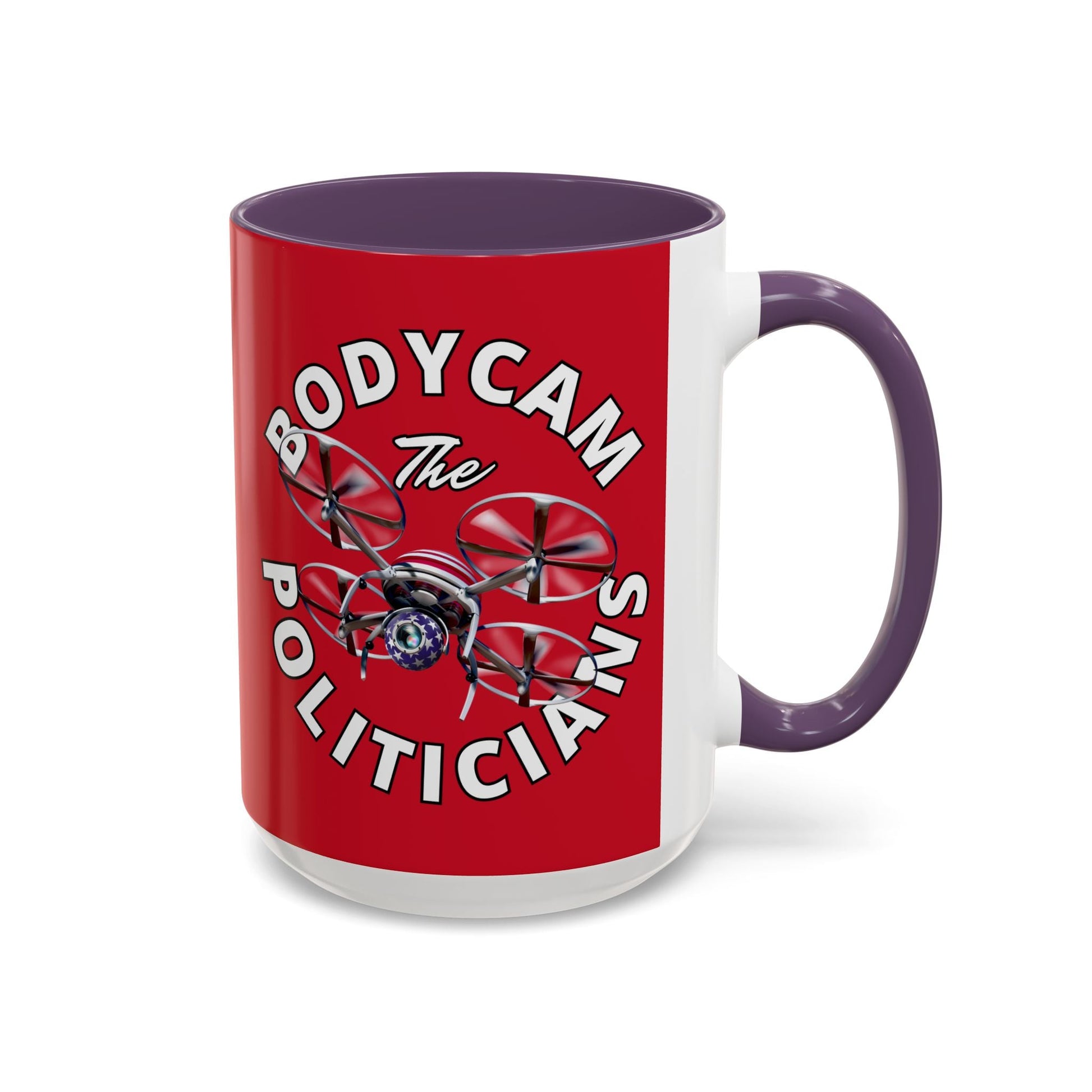 Bodycam the Politicians Drone Red Accent Mug by cypherpunkgear.com – cypherpunkgear.com | Cypherpunk Merch