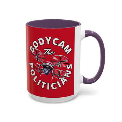 Bodycam the Politicians Drone Red Accent Mug by cypherpunkgear.com – cypherpunkgear.com | Cypherpunk Merch