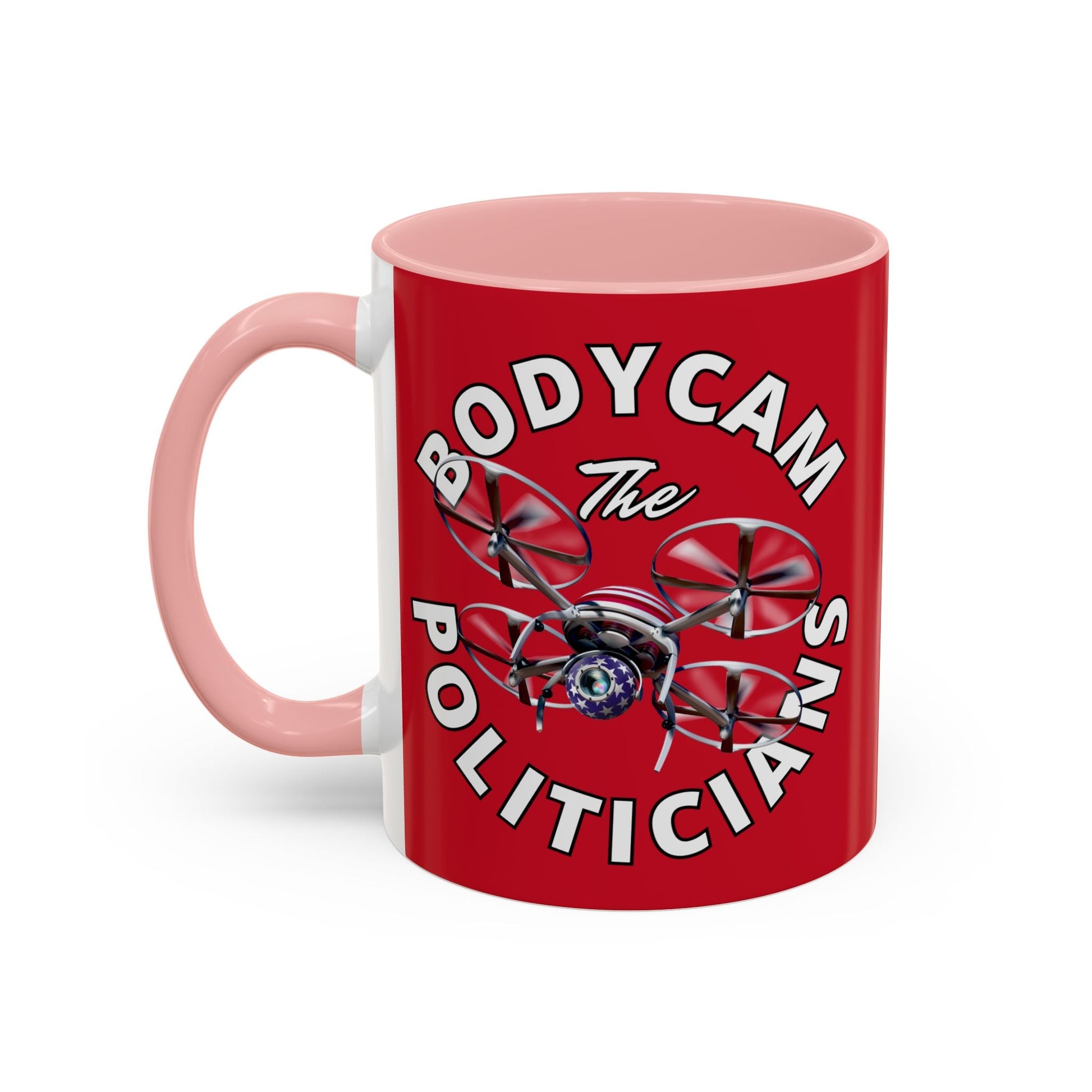 Bodycam the Politicians Drone Red Accent Mug by cypherpunkgear.com – cypherpunkgear.com | Cypherpunk Merch