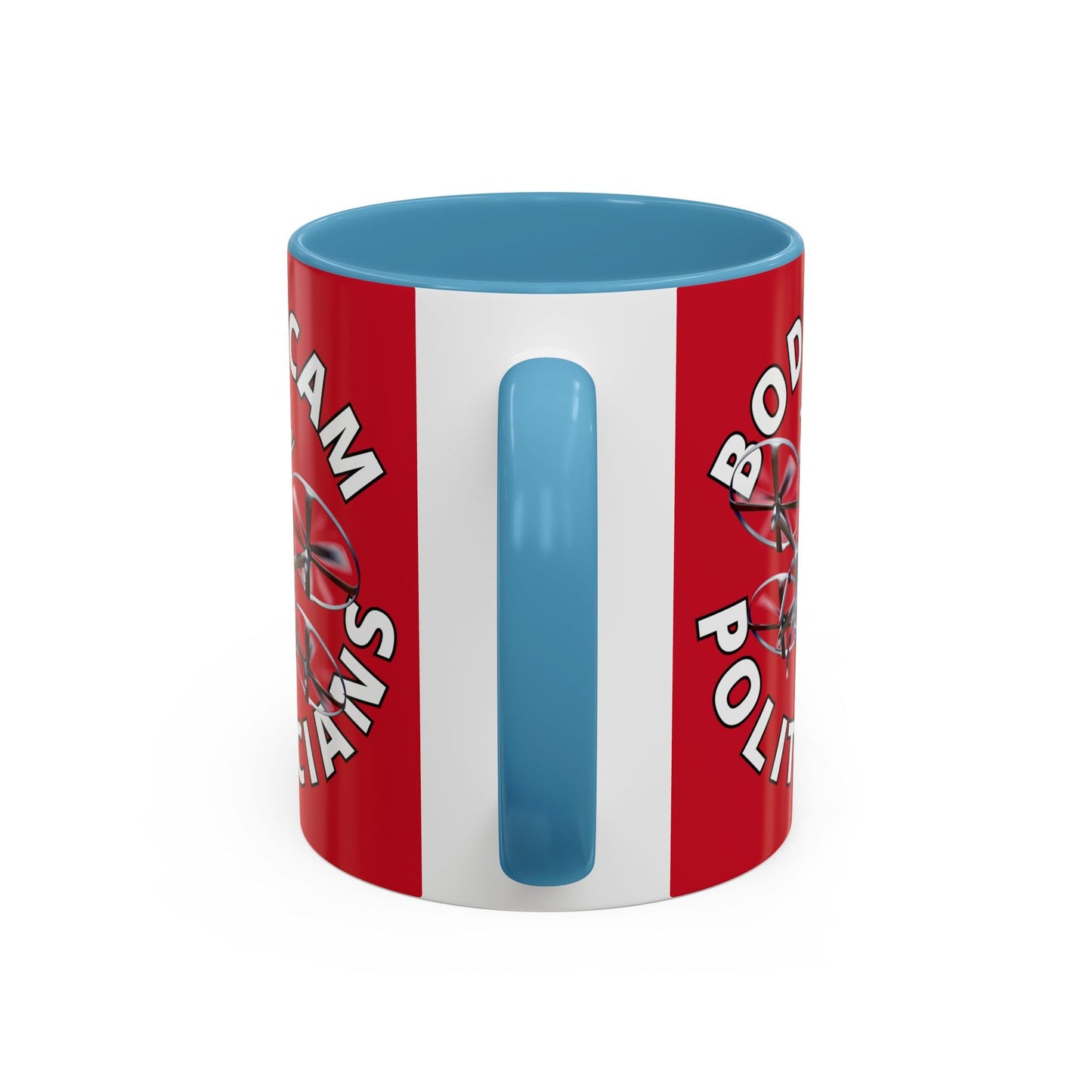 Bodycam the Politicians Drone Red Accent Mug by cypherpunkgear.com – cypherpunkgear.com | Cypherpunk Merch