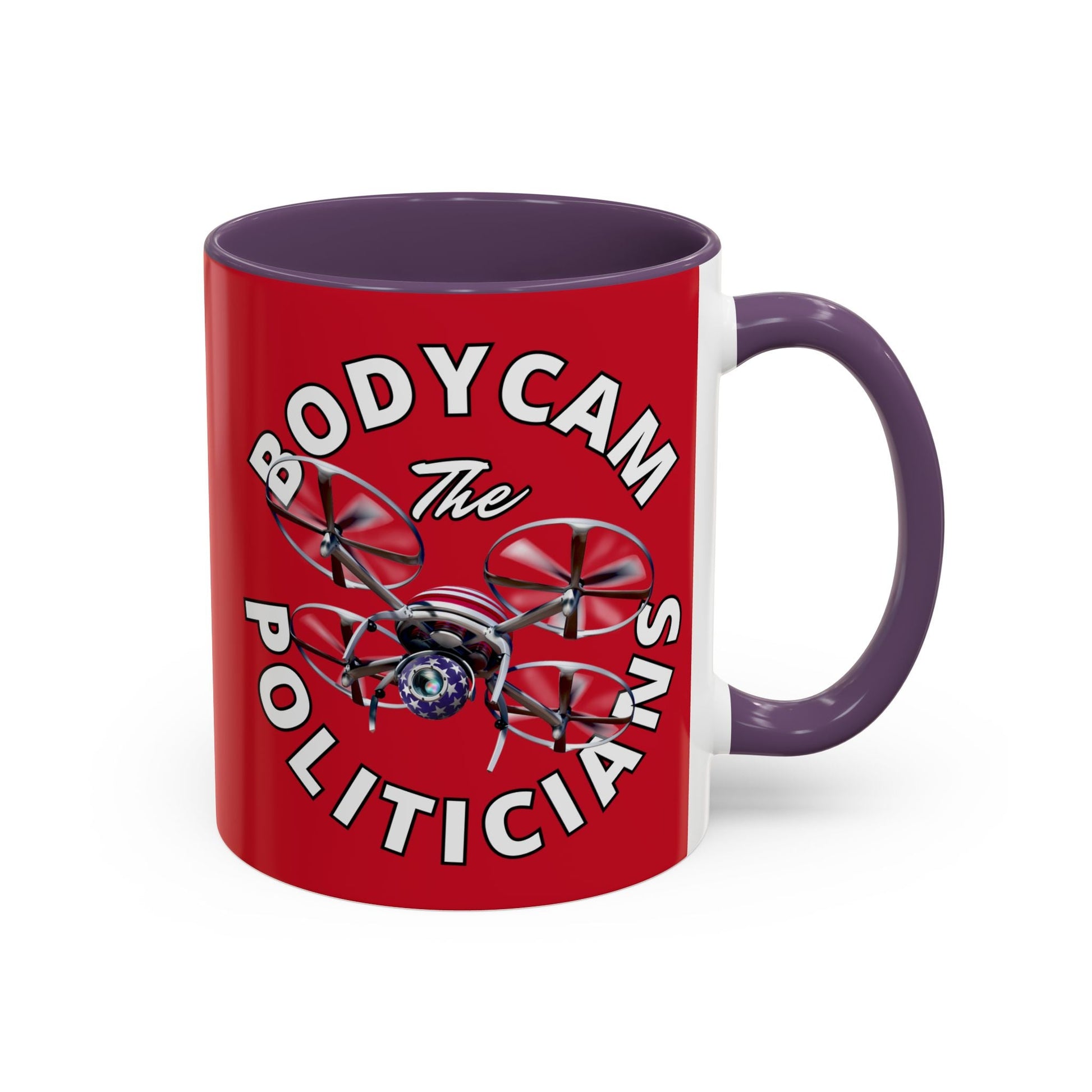 Bodycam the Politicians Drone Red Accent Mug by cypherpunkgear.com – cypherpunkgear.com | Cypherpunk Merch