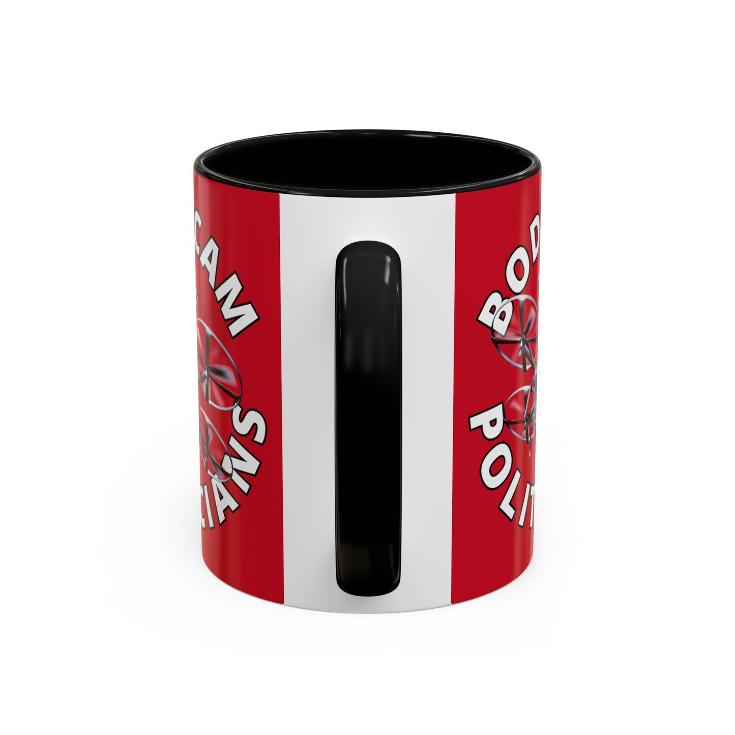 Bodycam the Politicians Drone Red Accent Mug by cypherpunkgear.com – cypherpunkgear.com | Cypherpunk Merch